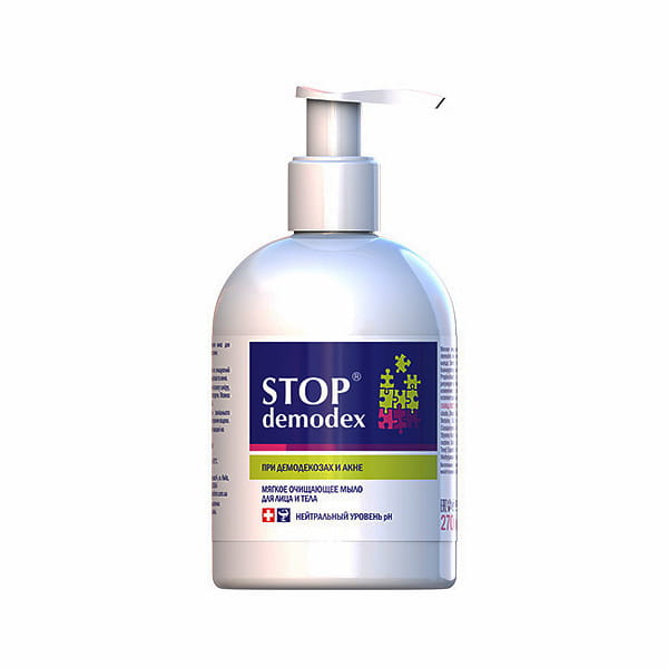 STOP DEMODEX Mydło do twarzy i ciała Nużyca Demodekoza Trądzik 270ml