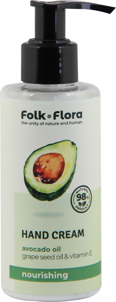 Odżywczy krem ​​do rąk Olej Awokado Kakao Witamina E Folk & Flora  150ml