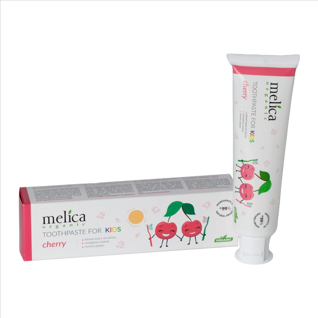 Pasta do zębów dla dzieci bez fluoru wiśniowa Melica Organic 100 ml