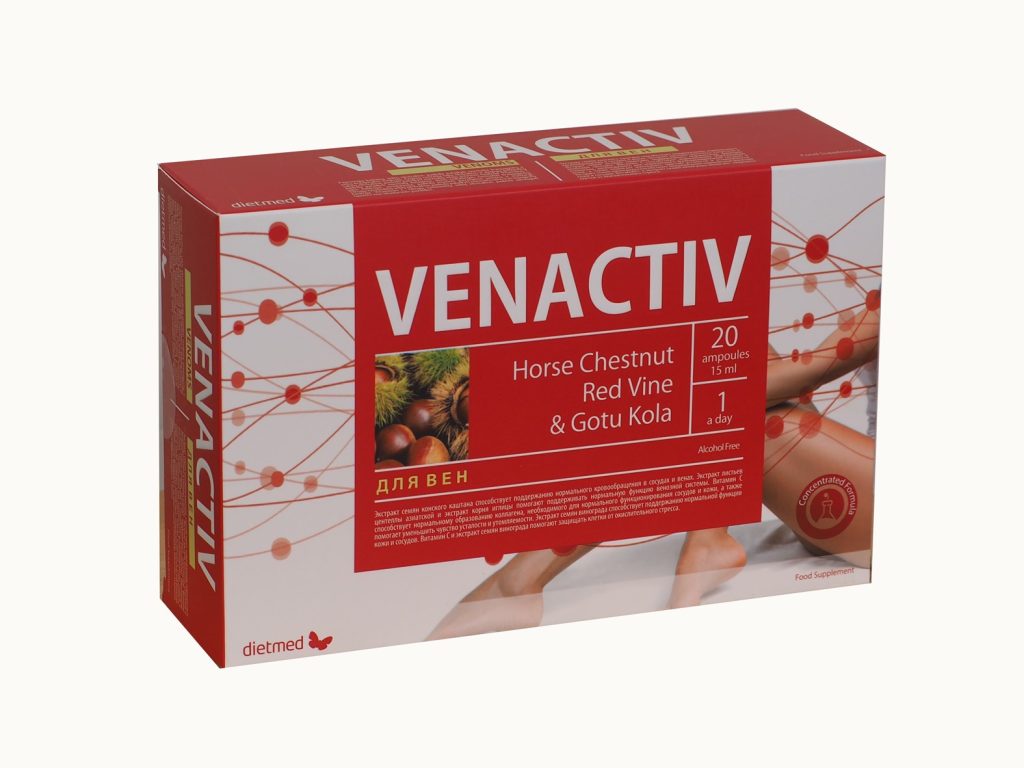Venactiv Kasztanowiec Ruszczyk Czerwona Winorośl Krążenie 20 ampułek 15ml