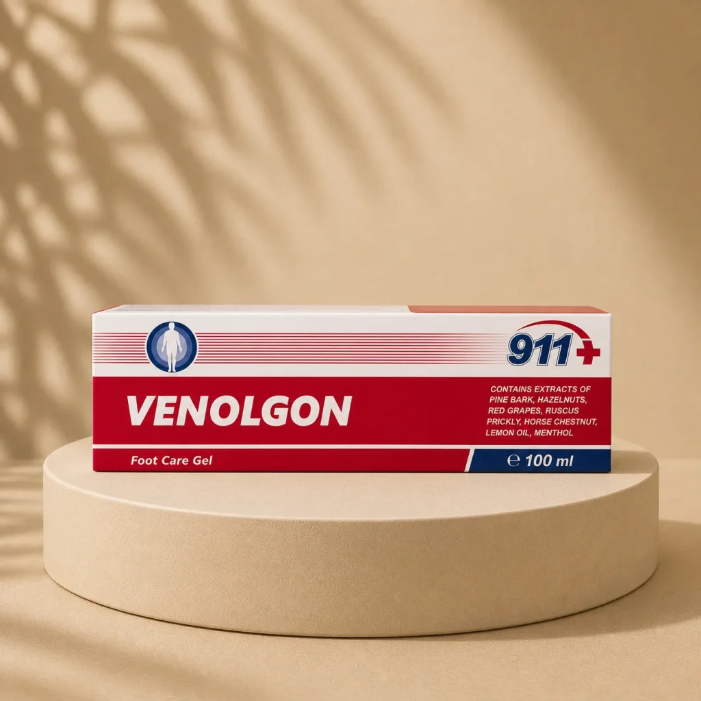 911 Venolgon - Żel na Pajączki i Zmęczone Nogi 100 ml, Farmakom, opakowanie