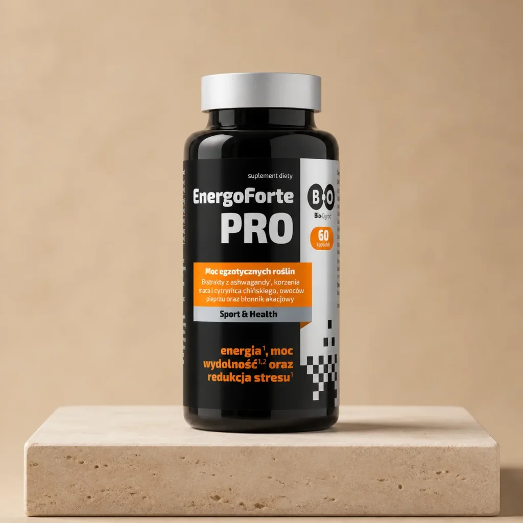 Energo Forte Pro Maca Ashwagandha Moc Redukcja Stresu 60 kaps., Bioorganic, opakowanie