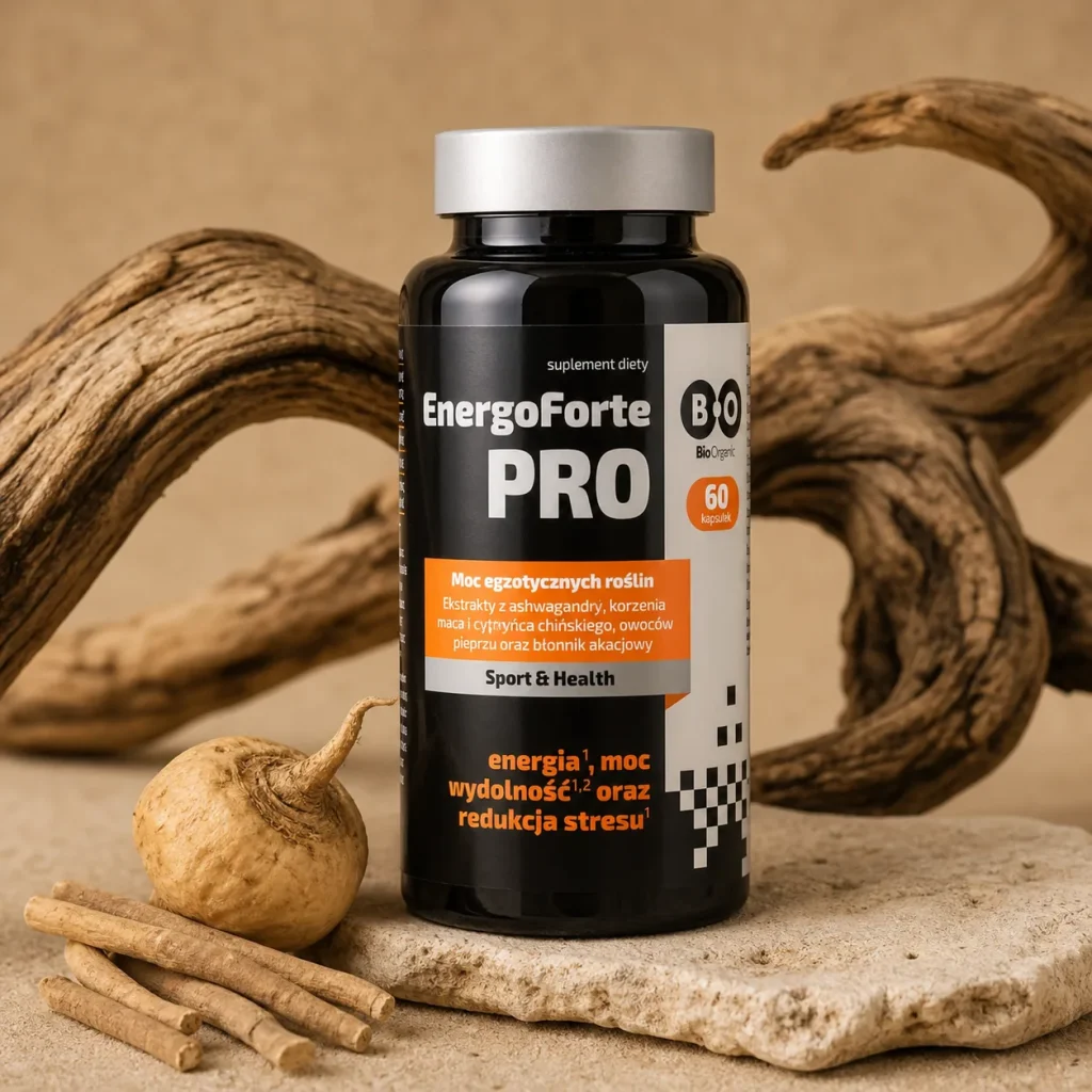 Energo Forte Pro Maca Ashwagandha Moc Redukcja Stresu 60 kaps., Bioorganic, zdjęcie 2