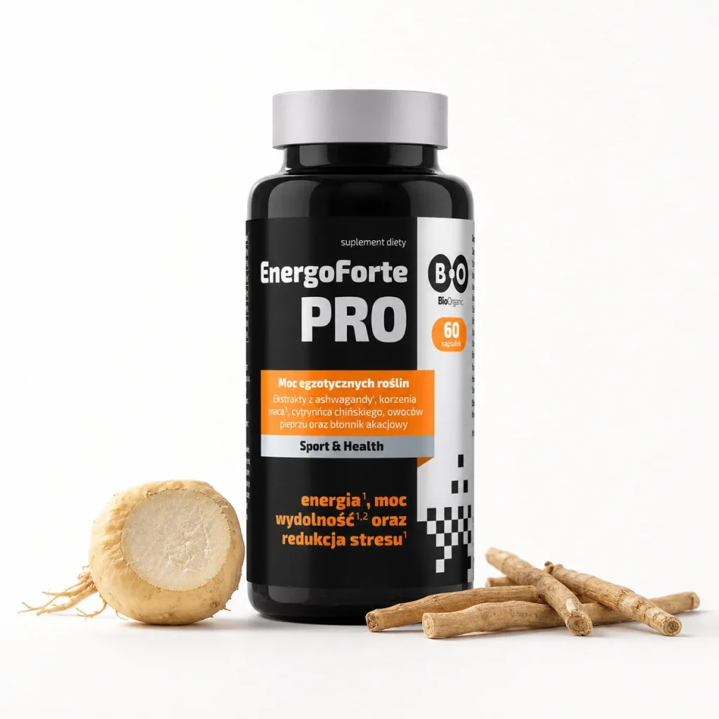 Energo Forte Pro Maca Ashwagandha Moc Redukcja Stresu 60 kaps., Bioorganic, zdjęcie 3