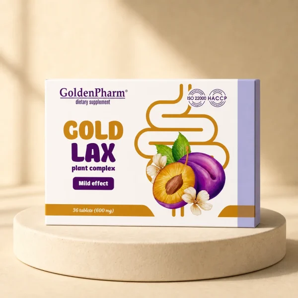 Gold Lax Zaparcia Jelita Trawienie Inulina Prebiotyk Sennozydy 36 tab., Golden Pharm, opakowanie