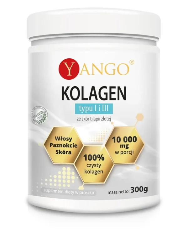 Kolagen Rybi Typu I i III - czysty hydrolizowany kolagen - 300 g - Yango, opakowanie