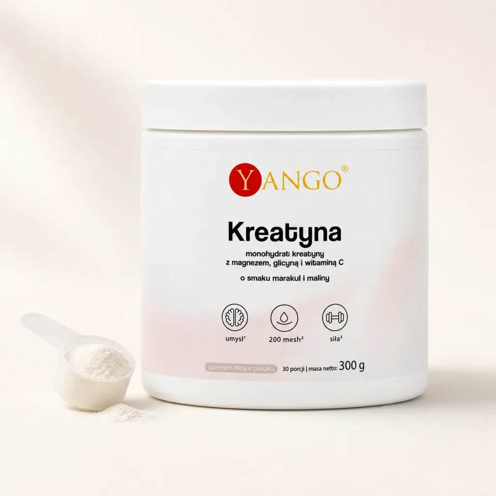 Kreatyna 200 Mesh Marakuja-Malina + Magnez + Glicyna + Witamina C - 300 g - Yango, zdjęcie 3