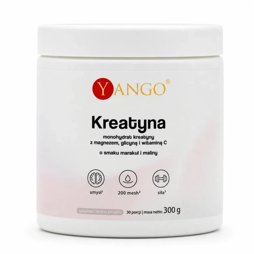 Kreatyna 200 Mesh Marakuja-Malina + Magnez + Glicyna + Witamina C - 300 g - Yango, zdjęcie 4