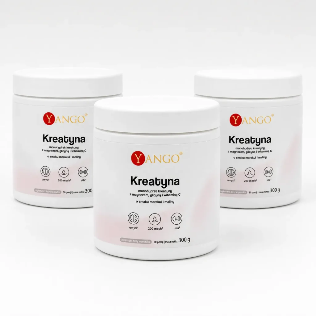 Kreatyna 200 Mesh Marakuja-Malina + Magnez + Glicyna + Witamina C - 300 g - Yango, zdjęcie 6