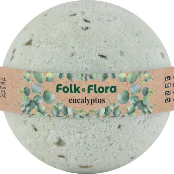 Kula do kąpieli Eukaliptus Domowe SPA Folk & Flora 130g, LD Stels Ltd, opakowanie