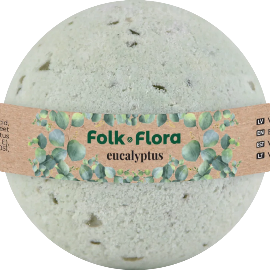 Kula do kąpieli Eukaliptus Domowe SPA Folk & Flora 130g, LD Stels Ltd, opakowanie