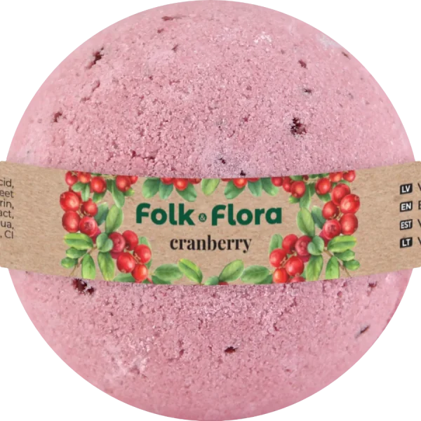Kula do kąpieli Żurawina Folk & Flora 130g, LD Stels Ltd, opakowanie