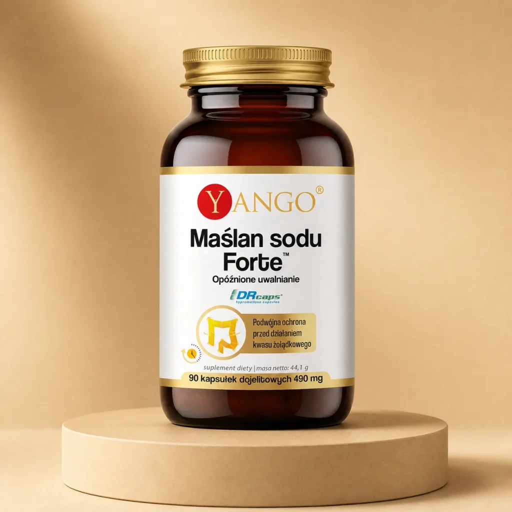 Maślan Sodu Forte - wsparcie zdrowia jelit i mikroflory | 90 kapsułek - Yango, opakowanie