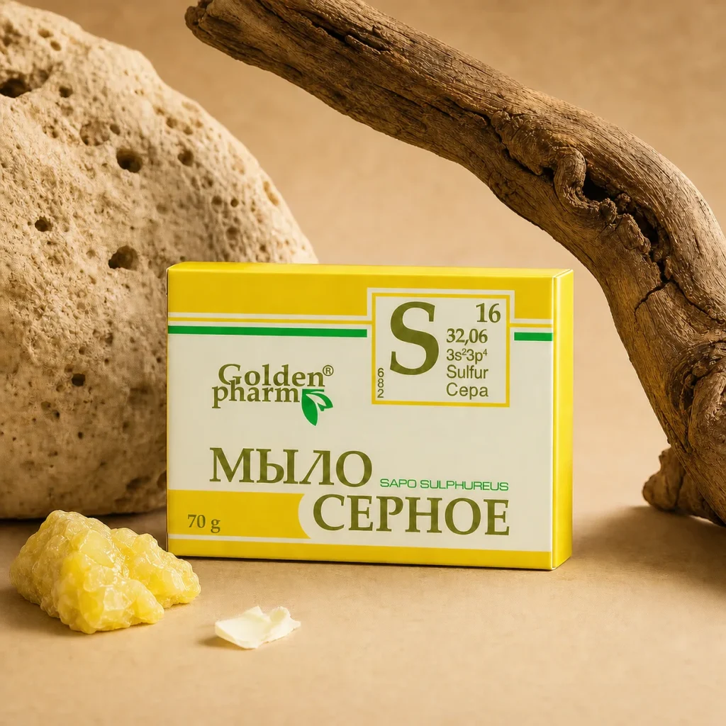 Mydło siarkowe w kostce Trądzik Pryszcze 70g, Golden Pharm, zdjęcie 2