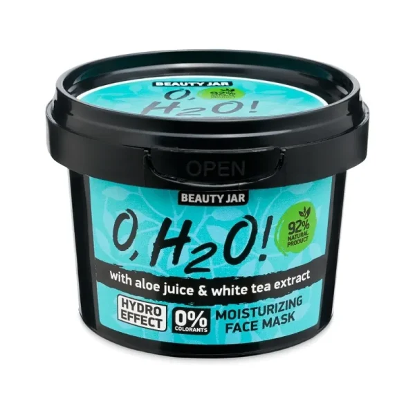 NAWILŻAJĄCA MASKA DO TWARZY ALOES I BIAŁA HERBATA O, H2O! Beauty Jar 100g, opakowanie