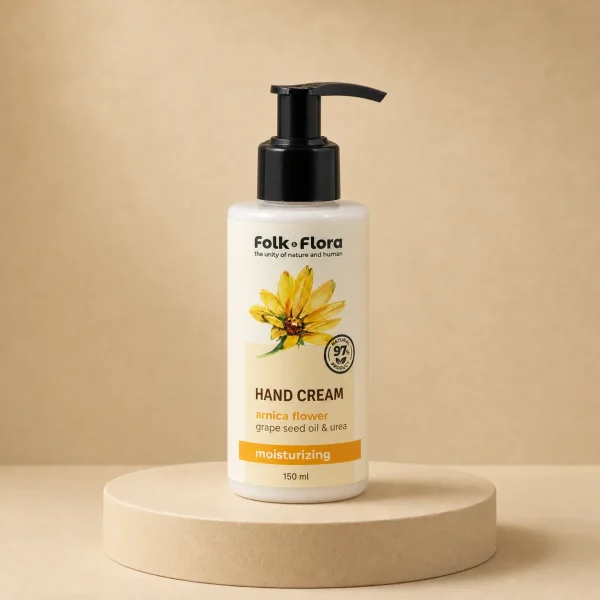 Nawilżający krem ​​do rąk Arnika i Mocznik Folk & Flora 150ml, LD Stels Ltd, opakowanie