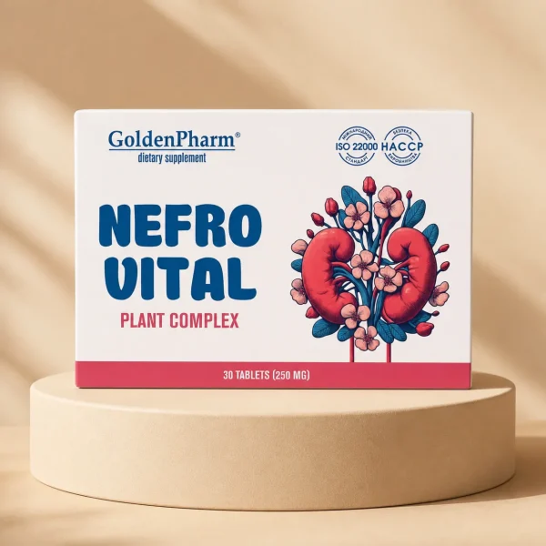 Nefrovital Kompleks Ziołowy Nerki Układ Moczowy GoldenPharm 30 tab., Golden Pharm, opakowanie