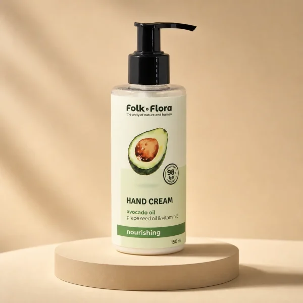 Odżywczy krem ​​do rąk Olej Awokado Kakao Witamina E Folk & Flora 150ml, LD Stels Ltd, opakowanie