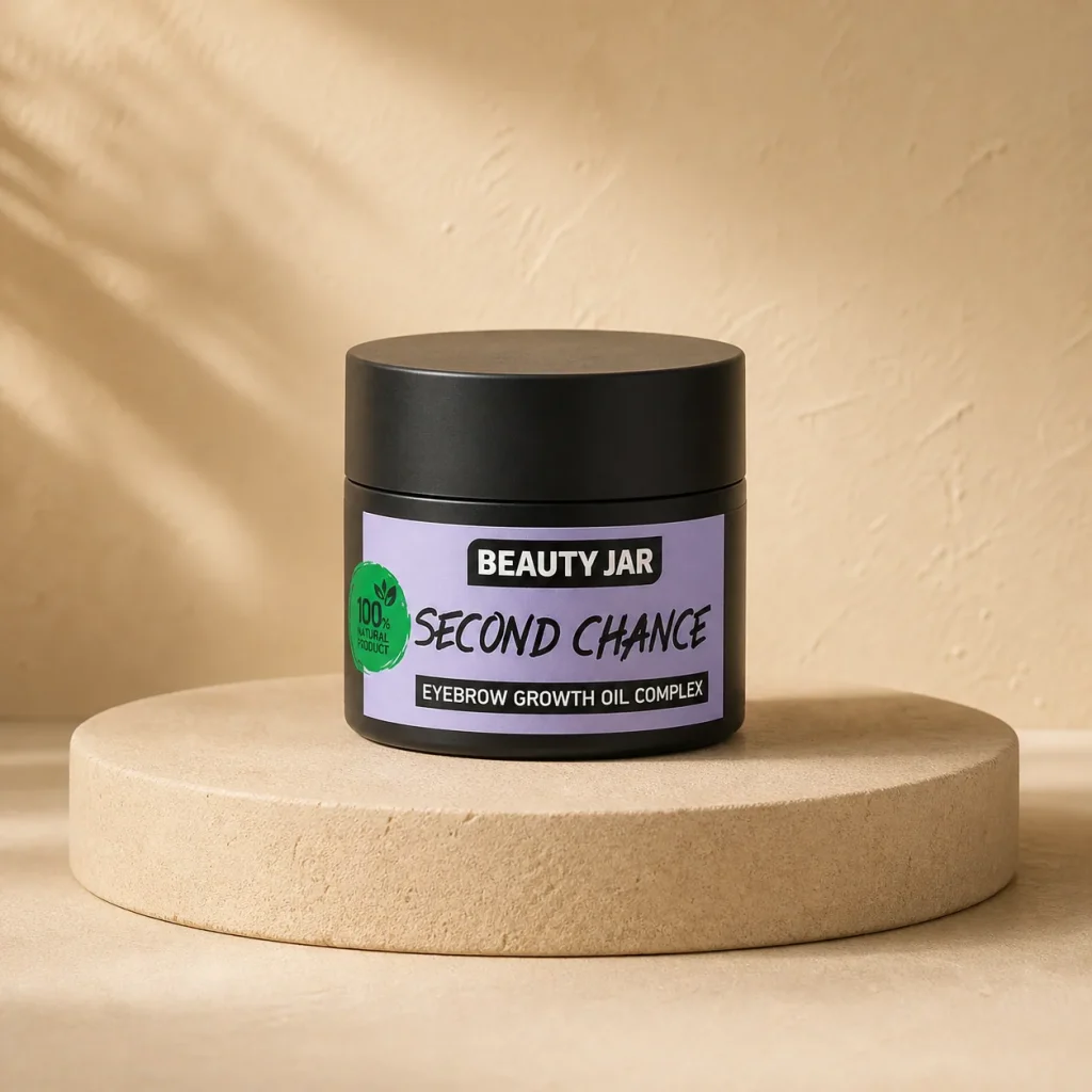 Olejek pobudzający wzrost brwi Second Chance Beauty Jar 15ml, opakowanie