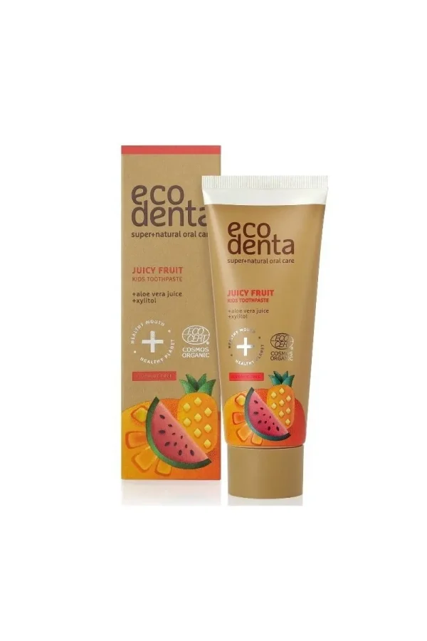 Organiczna pasta do zębów Dla Dzieci Bez Fluoru Owocowa Ecodenta 75ml, opakowanie