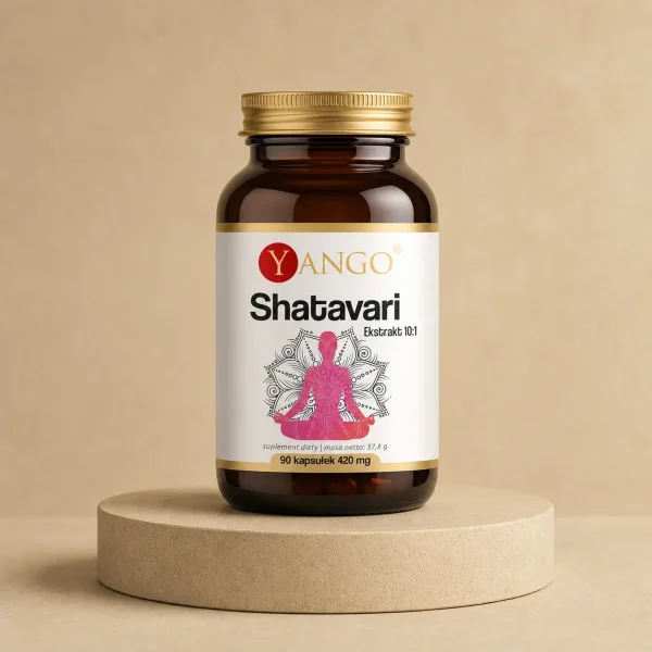 Shatavari - ekstrakt regulacja kobiece hormony - 90 kaps. - Yango, opakowanie