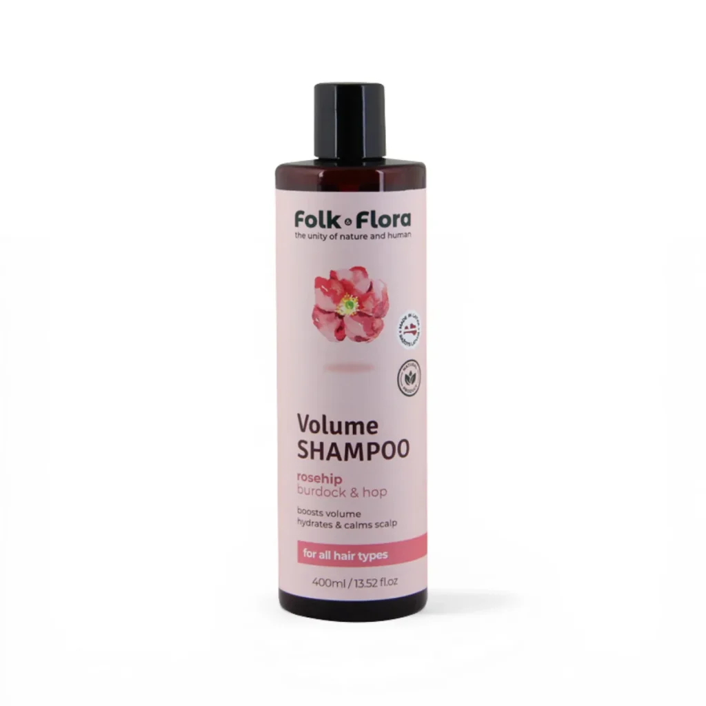 Szampon nadający objętość "Dzika róża" do włosów wrażliwych Folk&Flora 400ml, Folk Flora, zdjęcie 3