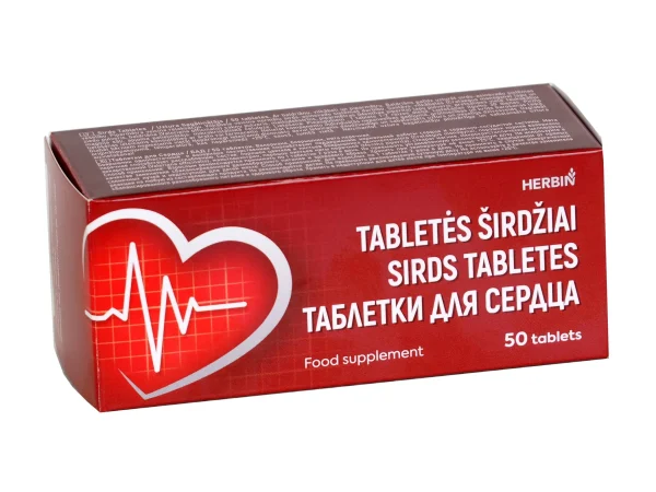 Tabletki dla serca Roślinna Formuła Głóg Waleriana Mięta 50 tab. HERBIN, opakowanie