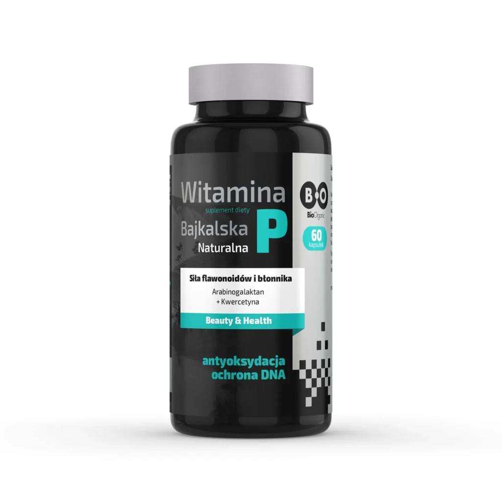 Witamina P Bajkalska Kwercetyna Serce Jelita Odporność Zmęczenie - 60 kaps., Bioorganic, opakowanie