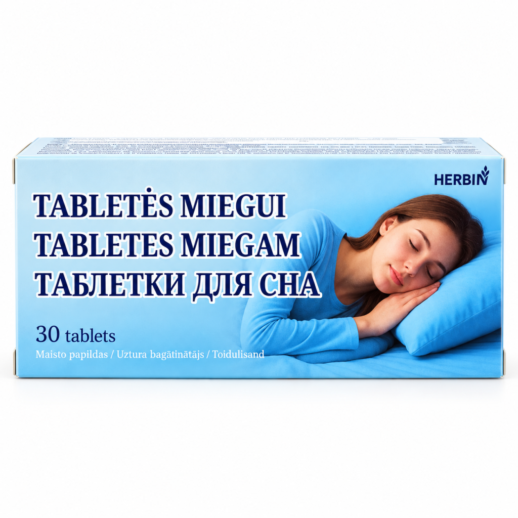 Tabletki na sen Herbin - melatonina, waleriana i chmiel, przy trudnościach z zasypianiem | 30 tabletek, opakowanie